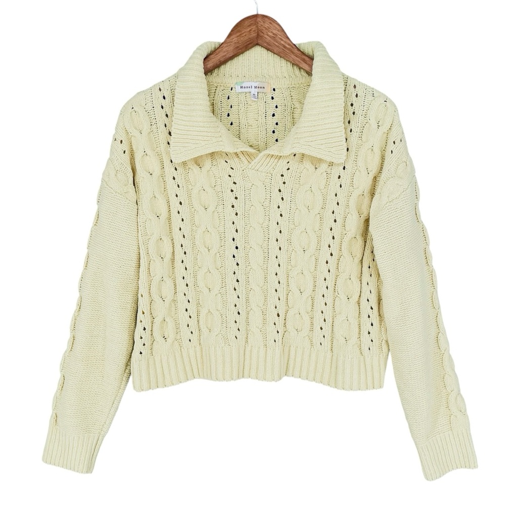 Hazel Moon Cropped Chunky Cable Knit Sweater